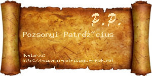 Pozsonyi Patrícius névjegykártya